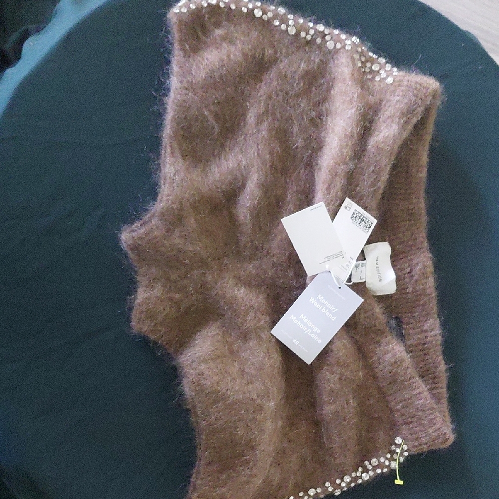 H&M Edition Brown Mohair Wool Blend Scarf